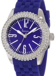 Freelook Women's HA5339-6 Blue Silicone Band Blue Face Swarovski Bezel Watch