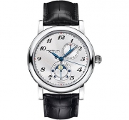 Montblanc Star Twin Moonphase Automatic Silver Dial Black Leather Mens Watch 110642