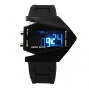 ShoppeWatch Elegant Plane Style Digital Display LED Silicone Wrist Watch Black