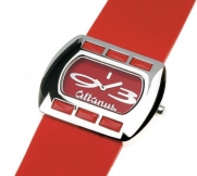 Altanus Geneve Women's 16078B-01 Chic Horizontal Stainless Steel Quartz Red Napa Leather Decorated Red Corals Watch