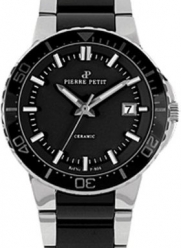 Pierre Petit Women's P-808A Serie Colmar Black Ceramic and Stainless-Steel Bracelet Date Watch
