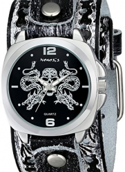 Nemesis Men's SSN910K Punk Rock Collection Black Snake Skull Watch with Leather Band