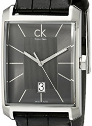 Calvin Klein Men's K2M21107 'Window' Grey Dial Black Leather Strap Swiss Quartz Watch