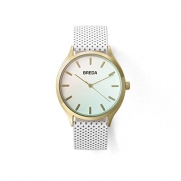 Breda Gold / Turquiose Glass / White Leather Quartz Watch 1706B
