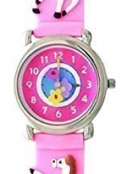 Playful Ponies (Pink) - Gone Bananas Girls' Watch w/Animated Flowers - WATERPROOF - Safe for the Bath, Shower & Pool - Cute Childrens Time Teacher Watches