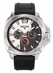 Hector Men's 665252 Silver Sun-Ray Day and Date Black Watch