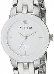 Anne Klein Women's AK/1611WTSV Diamond Dial Silver-Tone and White Ceramic Bracelet Watch