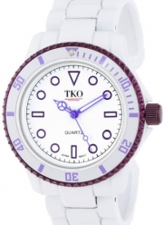 TKO ORLOGI Women's TK594PR White Cuff Purple Bezel Watch