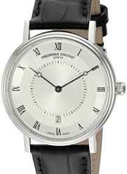 Frederique Constant Men's FC306MC4S36 Slim Line Stainless Steel Watch with Black Leather Band