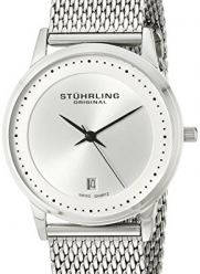Stuhrling Original Men's 734GM.01 Classic Ascot Casatorra Elite Swiss Quartz Date Silver Dial Stainless Steel Mesh Bracelet Watch