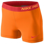 Nike Women's Pro Core 3 Compression Shorts, Bright Citrus/Light Crimson, L