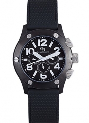Giulio Romano Men's GR-3000-13-007 Piemonte Luminous Black Dial Black IP Case and Bezel Dual-Time Day-Date Black Silicone Strap Watch