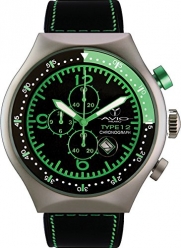Men's 50 MM TP GREEN Aluminum Case Black and Green Dial Chronograph Tachymeter Date Watch