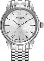 Bulova Accutron #63B156 Men's Gemini Swiss Made Stainless Steel Silver Dial Automatic Watch