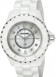 Chanel Women's H3214 Diamond-Accented Ceramic Watch with Mother-of-Pearl Dial
