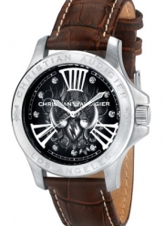 Christian Audigier Unisex ETE-110 Eternity Leather Twin Bird Stainless Steel Watch
