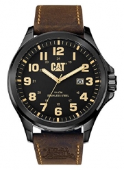 CAT Operator Date Men's Analog Watch Black with Brown Band PU16135114
