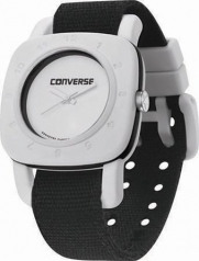 Converse Women's VR021001 1908 Regular Square White Analog Dial and Black Canvas Pull Through Strap Watch