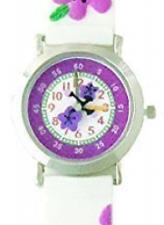 Wild Lilacs (White) - Gone Bananas Girls' Watch w/Animated Lilac - WATERPROOF - Safe for the Bath, Shower & Pool - Cute Childrens Time Teacher Watches