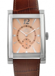 gino franco Men's 902RG Stainless Steel Case and Genuine Leather Strap Watch