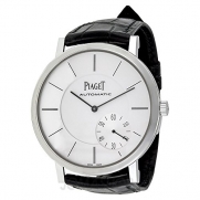 Piaget Altiplano Automatic Silver Dial Black Leather Mens Watch G0A35130