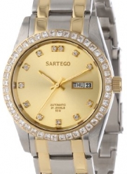 Sartego Men's STGD25 Classic Analog Champagne Face Dial Two-Tone Stainless Steel Case and Swarovski Bezel Watch