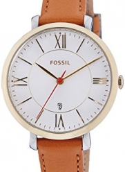 Fossil Women's ES3737 Jacqueline Gold-Tone Stainless Steel Watch with Leather Band