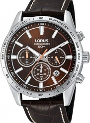 LORUS RT309DX-9,Men's Chronograph,Stainless Steel case,Leather Strap,Black Dial,50m WR,With Box,RT309DX9