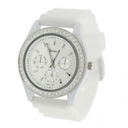 Geneva Platinum 7827 White Chronograph-style Silicone Watch