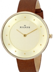 Skagen Women's SKW2138 Gitte Gold-Tone Stainless Steel Watch with Brown Leather Strap