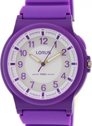 Lorus Women's R2373FX9 Purple Rubber Quartz Watch with White Dial