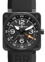 Bell & Ross Men's BR-01-93-GMT Aviation Black GMT Dial Watch Watch
