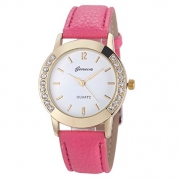 Fashion Women Diamond Analog Leather Quartz Wrist Watch Watches (E)