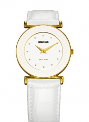 Jowissa Women's J3.019.M Elegance 30 mm Gold PVD White Leather Watch