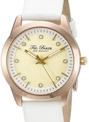 Ted Baker Women's TE2103 Dress Sport Gold Dial Rose Gold Case White Strap Watch