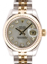 Rolex Ladys 179173 Datejust Steel & 18k Gold, Jubilee Band, Fluted Bezel & Mother of Pearl Diamond Dial