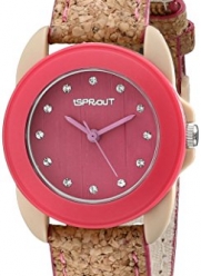 Sprout Women's ST/1057PKCK  Swarovski Crystal Accented Pink Dial Natural Cork Strap Watch