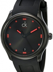 Calvin Klein Men's K2V214DZ 'Visible' Black/Red Dial Black Rubber Strap Swiss Quartz Watch