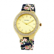 Vernier Women's VNR11167BU Rhinestone-Accented Gold-Tone Watch