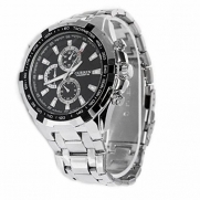 ShoppeWatch Relojes De Hombre Mens Wrist Watch Silver Tone Bracelet Large Face Black Dial CR8023SLBK