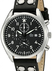 Laco/1925 Quartz Stainless Steel and Black Leather Casual Watch (Model: 861915)