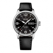 Hugo Boss Pilot Vintage 1513330 Black / Black Leather Analog Quartz Men's Watch