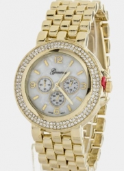 Karmas Canvas Crystal Bracelet Watch (Gold/White)