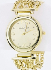 Trendy Fashion Jewelry Crystal Dials Fashion Chain Bracelet Watch By Fashion Destination | (Gold)