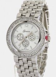 Karmas Canvas Crystal Bracelet Watch (Rhodium)
