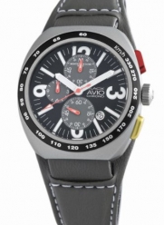 Montres De Luxe Men's AVI-40-CR-V/N-N Avio Aluminum Grey PVD Chrono Cuff Watch