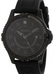 Wenger Men's 77074 Squadron GMT All-Black Rubber Strap Watch