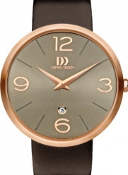 Danish Design IQ18Q1067 SS Case Brown Leather Band Bronze Dial Rose Gold Markers Men's Watch
