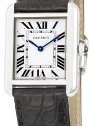 Cartier Women's W5200005 Tank Solo Stainless Steel Dress Watch with Leather Band