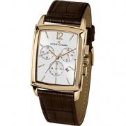 Jacques Lemans Men's Classic Bienne Brown Leather Band Gold Plated Case Quartz White Dial Watch 1-1906D